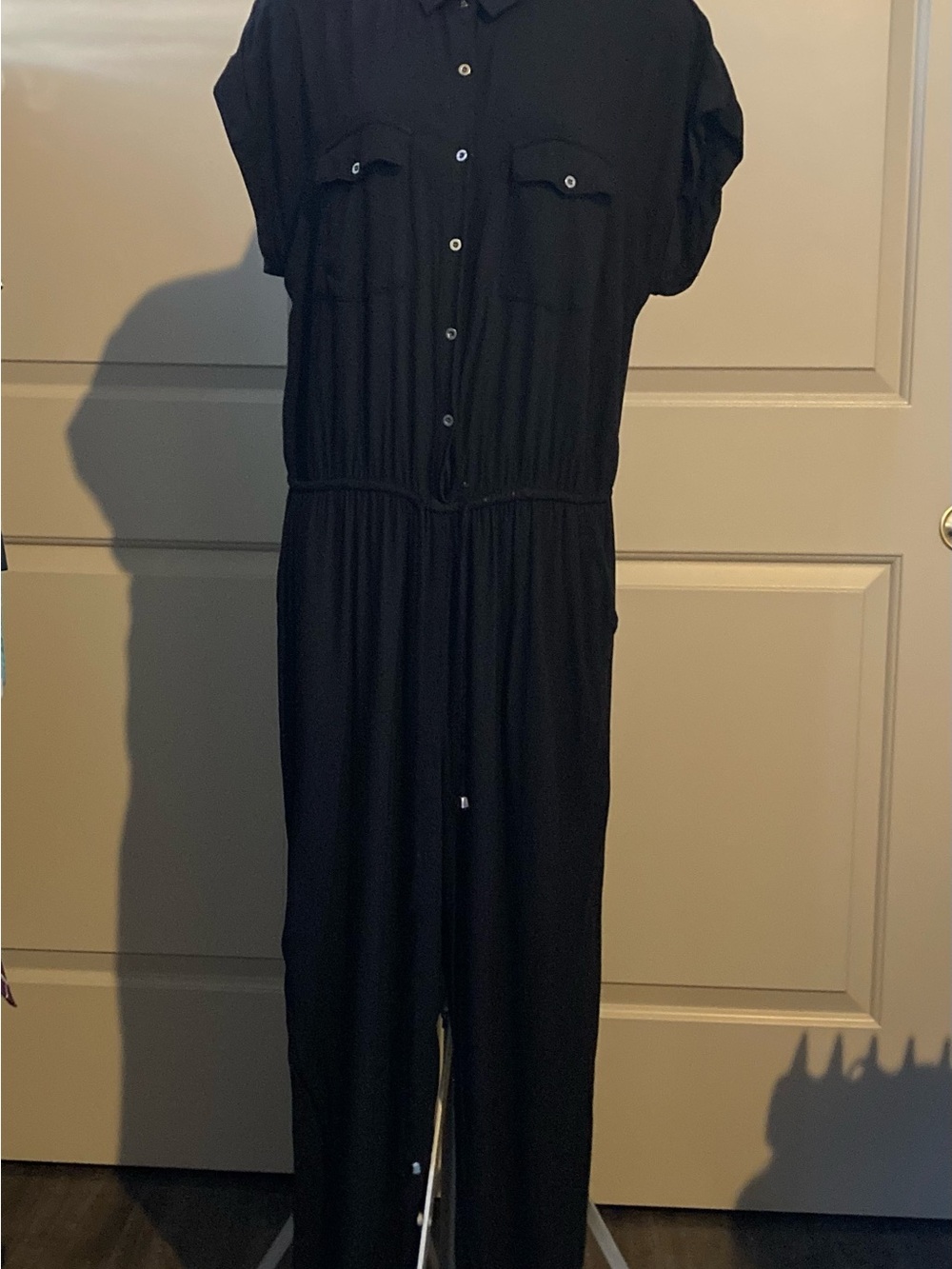 Black Women’s Jumpsuit - Classic Button-Front